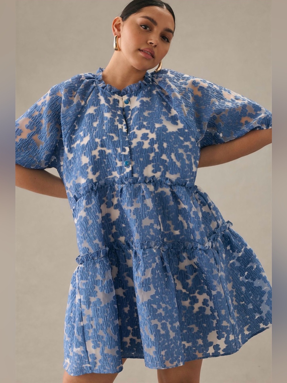 Anthropologie Tiered Jacquard Dress